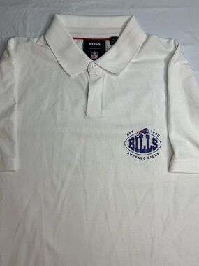 Hugo Boss NFL Buffalo Bills Polo Shirt XL White Short Sleeve Logo Mens